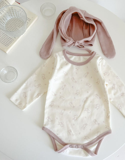 Load image into Gallery viewer, Baby Cute Bunny Graphic Long Sleeves Soft Cotton Bodysuit &amp; Hat by MyKids-USA™
