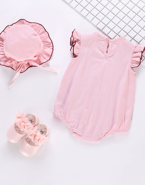 Load image into Gallery viewer, Baby 1pcs Contrast Tape Patched Frill Trim Sleeveless Onesies &amp; Hat by MyKids-USA™
