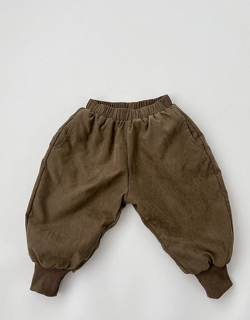 Load image into Gallery viewer, Baby Solid Color Thickened Lambswool Drawstring Casual Trousers by MyKids-USA™
