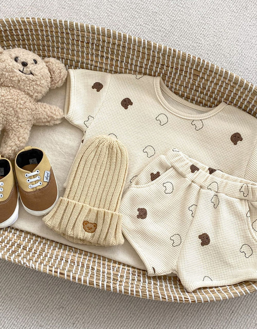 Load image into Gallery viewer, Baby Cartoon Print Pattern Waffle Knitted Fabric Clothing Sets by MyKids-USA™
