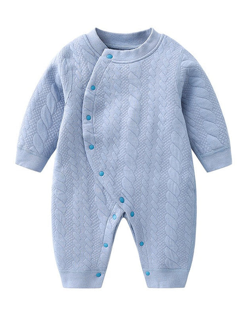 Load image into Gallery viewer, Baby Solid Color Side Snap Button Design Long Sleeved Winter Thickened Romper by MyKids-USA™
