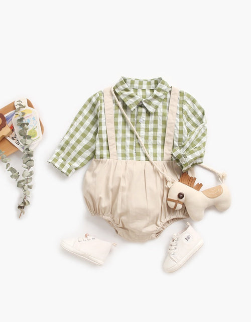 Load image into Gallery viewer, Baby Boy 1pcs Plaid Pattern False 1 Pieces Design Lapel Bodysuit Onesies by MyKids-USA™
