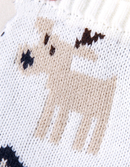 Load image into Gallery viewer, Baby Christmas Elk Pattern Srappy Design Sweater Rompers by MyKids-USA™
