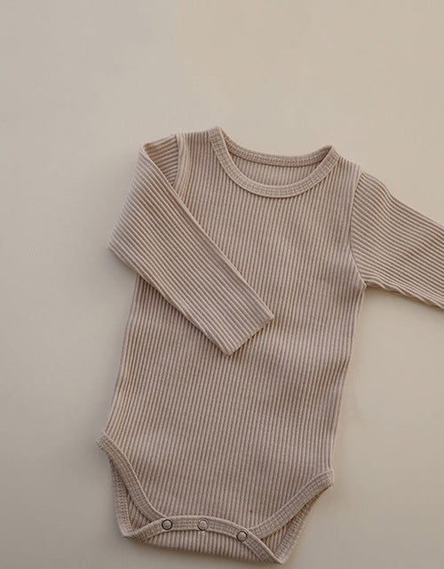 Load image into Gallery viewer, Baby Solid Color Pit Strip Fabric Long Sleeve Bodysuit by MyKids-USA™
