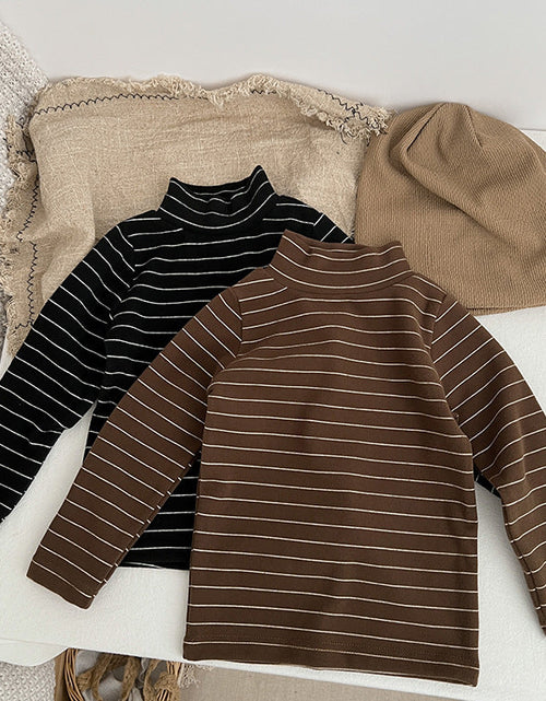Load image into Gallery viewer, Baby Striped Pattern High Turtle Nack Soft Cotton Comfy Shirt by MyKids-USA™
