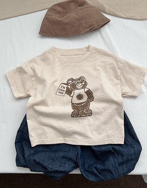 Load image into Gallery viewer, Baby Cartoon Bear Graphic Short Sleeve Comfy T-Shirt by MyKids-USA™
