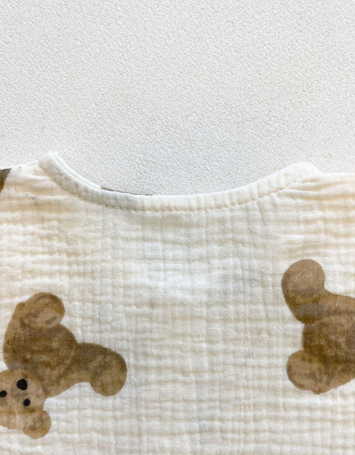 Load image into Gallery viewer, Baby Girl Bear Print Pattern Round Collar Shirt Top Combo Short Pants Sets In Summer Outfit Wearing by MyKids-USA™
