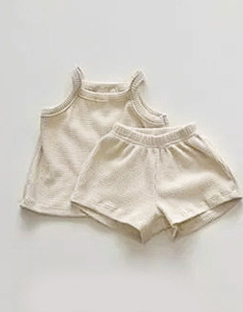 Load image into Gallery viewer, Baby Quality Waffle Knitted Fabric Sling Shirt Combo Shorts Sets by MyKids-USA™
