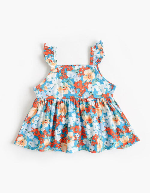 Load image into Gallery viewer, Baby Girl Flower Pattern Sling Loose Tops With Shorts Sets by MyKids-USA™
