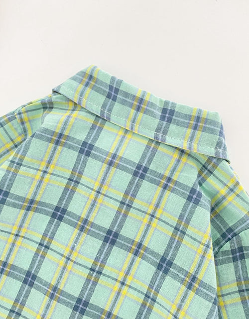 Load image into Gallery viewer, Baby Boy Classic Plaid Pattern Lapel Design Long Sleeve Rompers by MyKids-USA™
