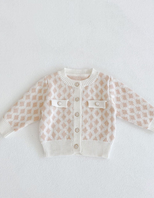 Load image into Gallery viewer, Baby Girl 2pcs Plaid Graphic Onesies &amp; Cardigan Knitted Sets by MyKids-USA™
