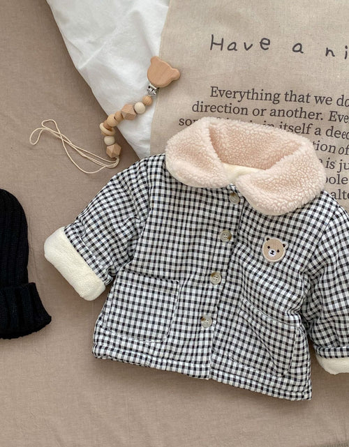Load image into Gallery viewer, Baby Plaid Graphic Single Breasted Design Thickened Warm Winter Cotton Coat by MyKids-USA™
