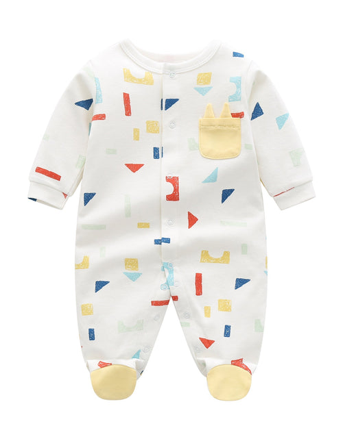 Load image into Gallery viewer, Baby Boy And Girl Geometric Print Single Breasted Design Long-Sleeved O-Neck Rompers by MyKids-USA™
