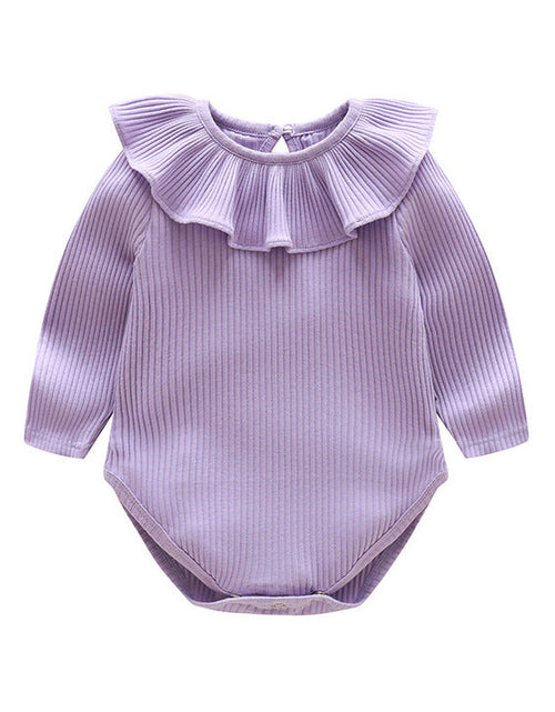 Load image into Gallery viewer, Baby Solid Color Ruffle &amp; Buttoned Design Long-Sleeved O-Neck Onesies by MyKids-USA™
