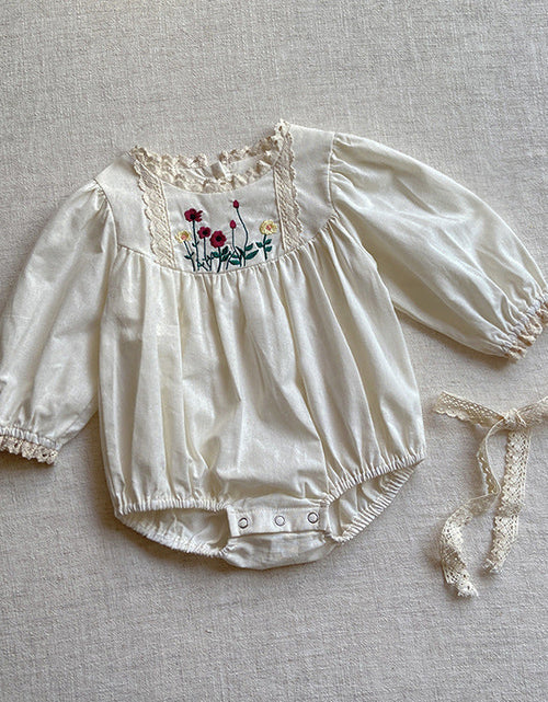 Load image into Gallery viewer, Baby Solid Color Embroidered Pattern Long Sleeve Onesies With Hat by MyKids-USA™
