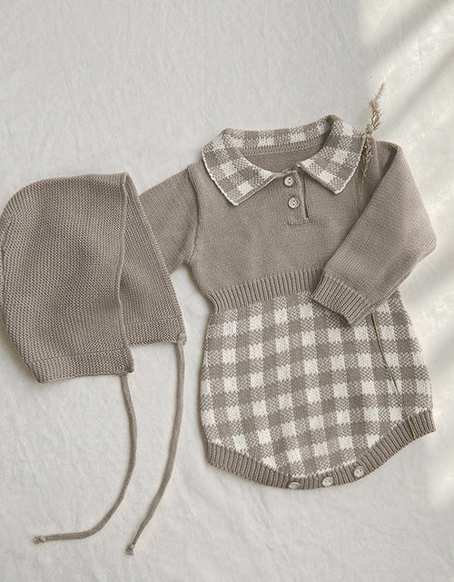 Load image into Gallery viewer, Baby Checkerboard Pattern Polo Neck Knit Warm Onesies by MyKids-USA™
