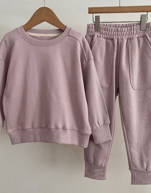 Load image into Gallery viewer, Baby Boy And Girl Solid Color Pullover Hoodies Combo Pants Pieces Sets by MyKids-USA™
