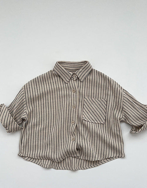 Load image into Gallery viewer, Baby Striped Print Pattern Single Breasted Design Cotton Shirt by MyKids-USA™
