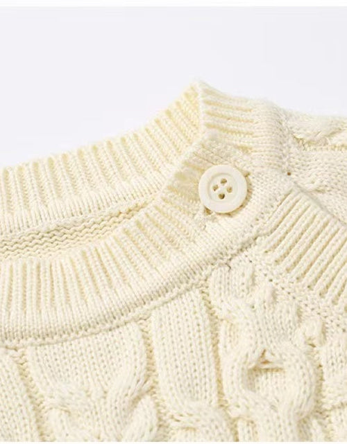 Load image into Gallery viewer, Baby Solid Color Crochet Knitted Pattern Shoulder Button Design Rompers by MyKids-USA™
