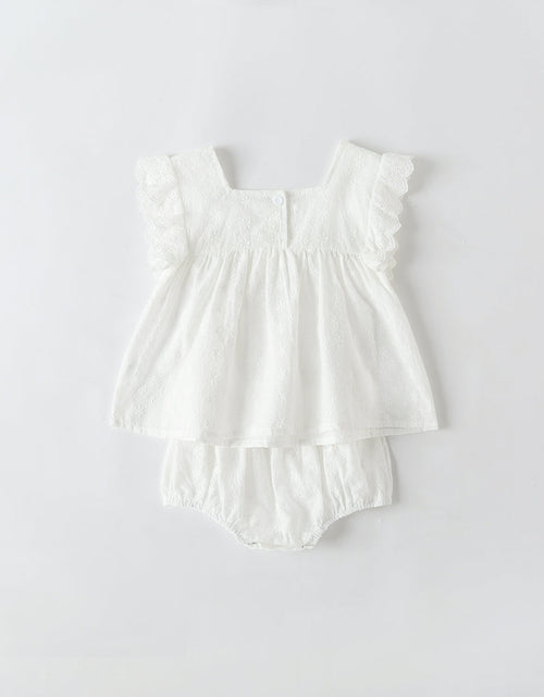 Load image into Gallery viewer, Baby Girl Solid Color Ruffle Design Square Neck Tops Combo Triangle Shorts 1 Pieces Sets by MyKids-USA™
