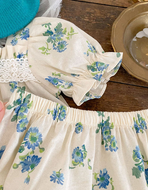 Load image into Gallery viewer, Baby Ditsy Flower Graphic Mesh Patchwork Design Square Neck Sets by MyKids-USA™

