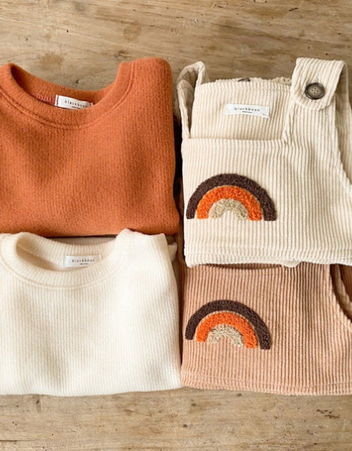 Load image into Gallery viewer, Baby Solid Color Shirt Combo Corduroy Fabric Strap Onesies Sets by MyKids-USA™
