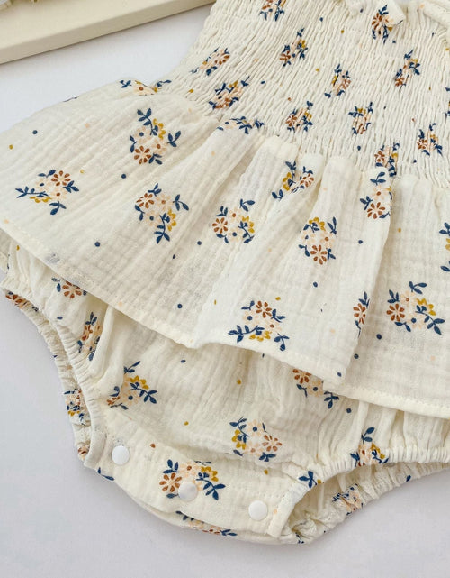 Load image into Gallery viewer, Baby Flower Pattern Sling Design Onesies Dress With Hat by MyKids-USA™
