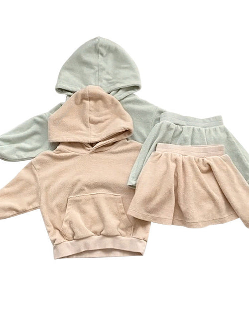Load image into Gallery viewer, Baby Girl Solid Color Soft Cotton Hoodie With Skirt Sets by MyKids-USA™
