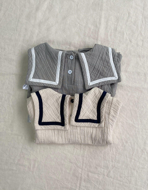 Load image into Gallery viewer, Baby Girl Solid Color Big Lapel Design Shirt Combo Shorts Sailor Style Sets by MyKids-USA™
