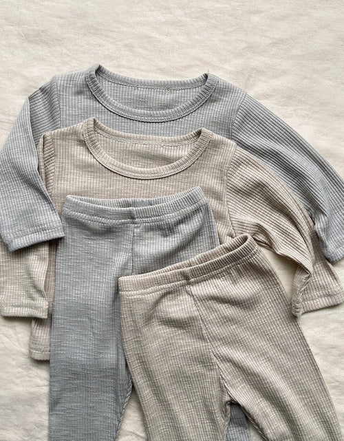 Load image into Gallery viewer, Baby Solid Color Soft Cotton Pajamas Home Clothes Sets by MyKids-USA™
