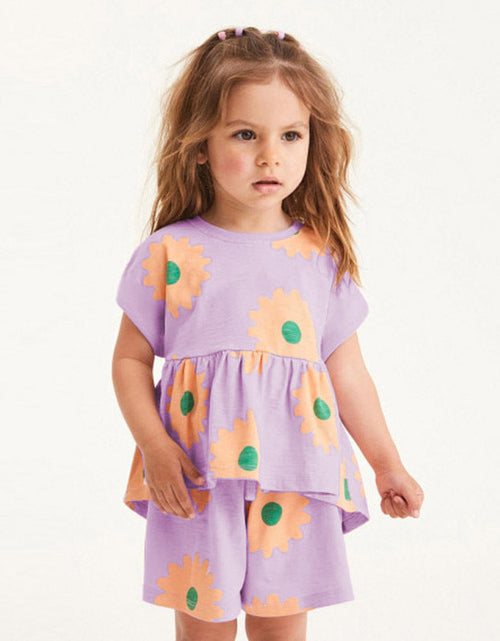 Load image into Gallery viewer, Baby Girl Flower Graphic Short Sleeve Summer Sets by MyKids-USA™
