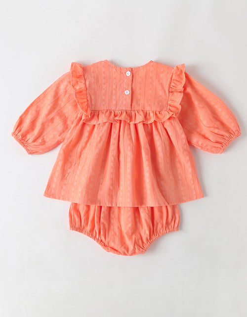 Load image into Gallery viewer, Baby Girl Solid Color Frill Trim Design Long-Sleeve Tops Combo Triangle Shorts Sets by MyKids-USA™
