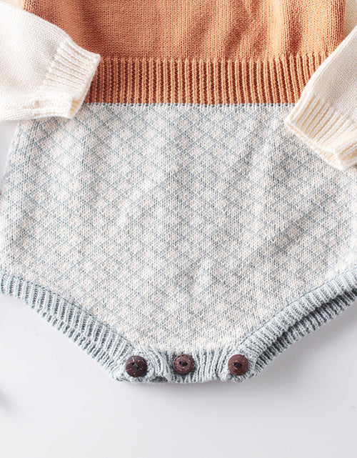 Load image into Gallery viewer, Baby Girl Plaid Graphic Knitted Contrast Long Sleeve Onesies by MyKids-USA™
