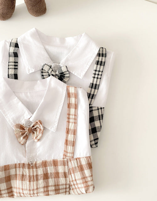 Load image into Gallery viewer, Baby Boy Plaid Pattern Polo-Neck Rompers by MyKids-USA™
