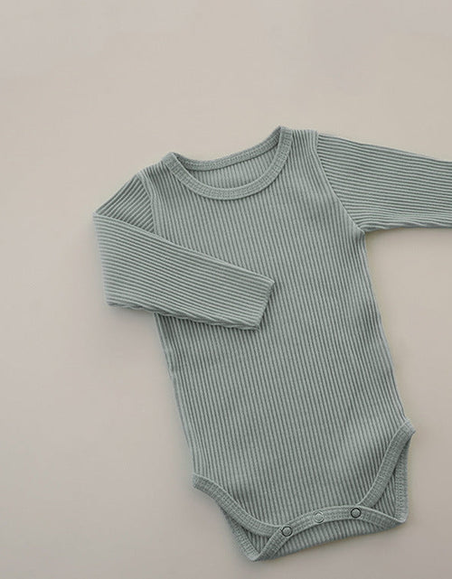 Load image into Gallery viewer, Baby Solid Color Pit Strip Fabric Long Sleeve Bodysuit by MyKids-USA™
