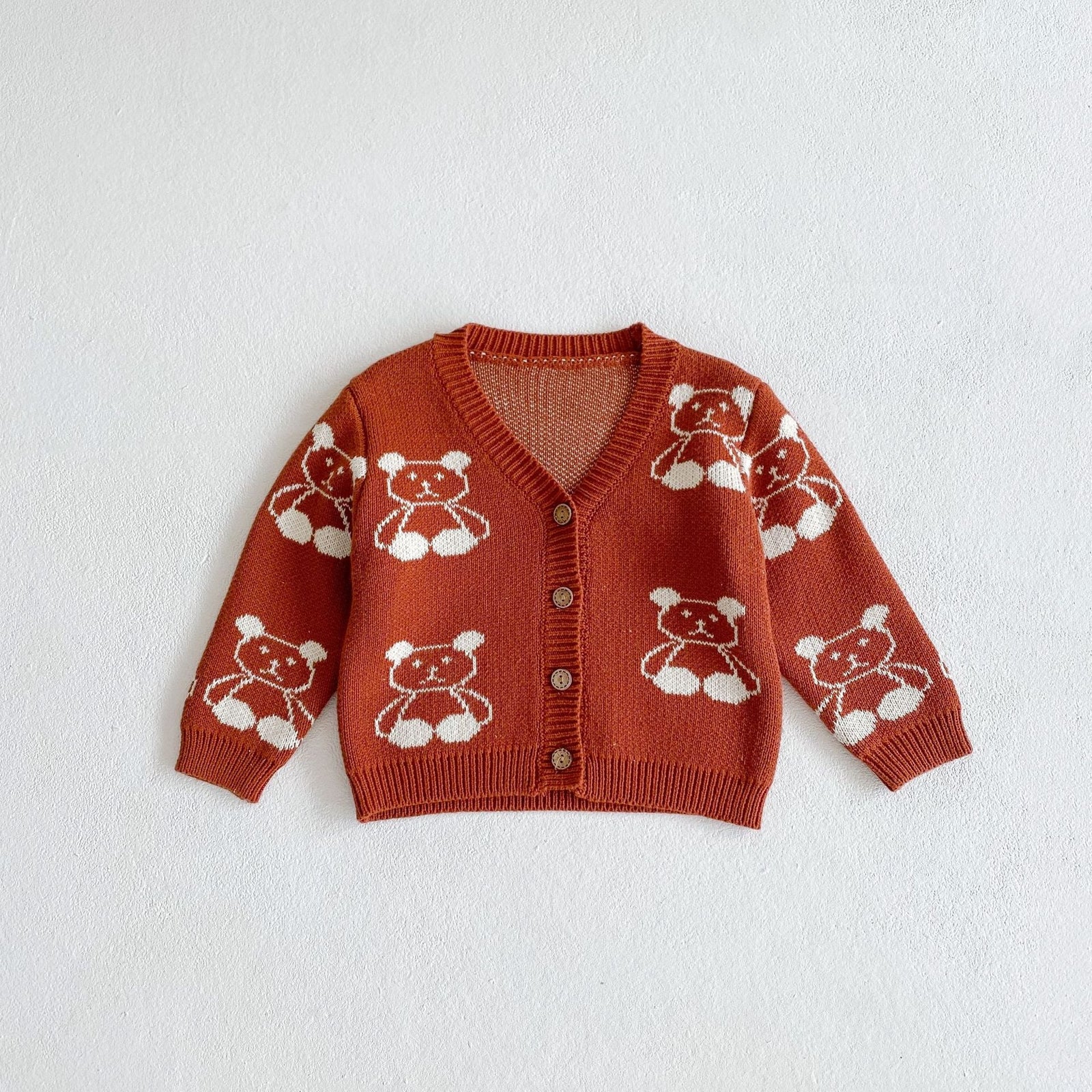 Baby Girl Cartoon Bear Embroidered Graphic Knitted Sleeveless Bodysuit & Cardigan 1-Pieces Sets by MyKids-USA™