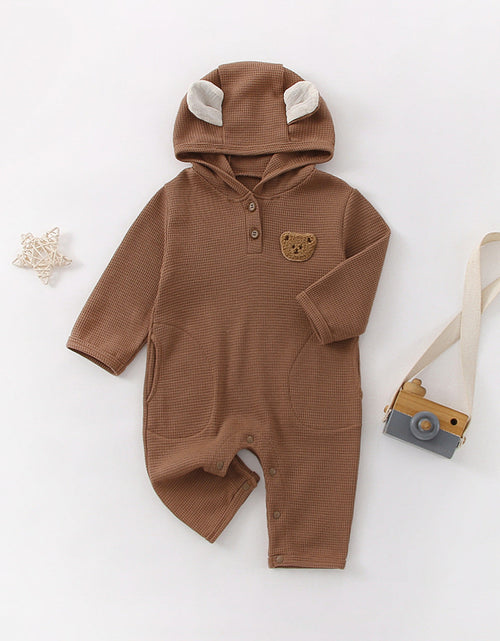 Load image into Gallery viewer, Baby Cartoon Bear Embroidered Pattern Waffle Fabric Long Sleeve Romper by MyKids-USA™
