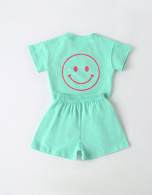 Load image into Gallery viewer, Baby Smiley &amp; Slogan Print Tops Combo Shorts Korean Style Sets by MyKids-USA™
