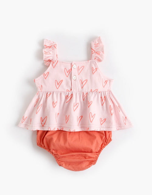 Load image into Gallery viewer, Baby Girl Printed Pattern Ruffle Design Sleeveless Tops Combo Shorts Sets by MyKids-USA™
