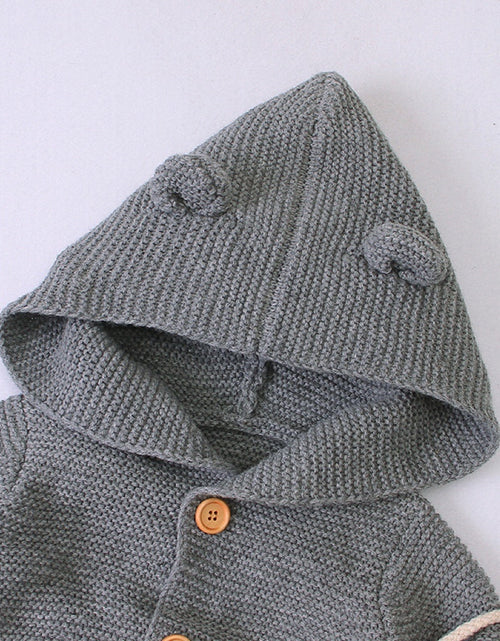 Load image into Gallery viewer, Baby Baby Cable Knitted Pattern Button Front Design Long Sleeve Warm Rompers &amp; Hat by MyKids-USA™
