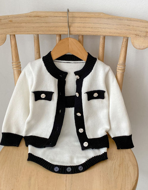 Load image into Gallery viewer, Baby Color Matching Design Sleeveless Onesies With Cardigan Sets by MyKids-USA™
