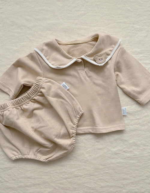 Load image into Gallery viewer, Baby Girl Bear Patched Pattern College Style Onesies &amp; Sets by MyKids-USA™
