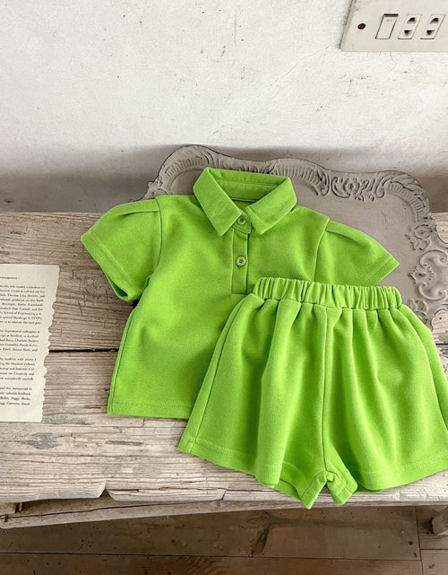 Load image into Gallery viewer, Baby Solid Color Polo Neck Summer Clothing Sets by MyKids-USA™
