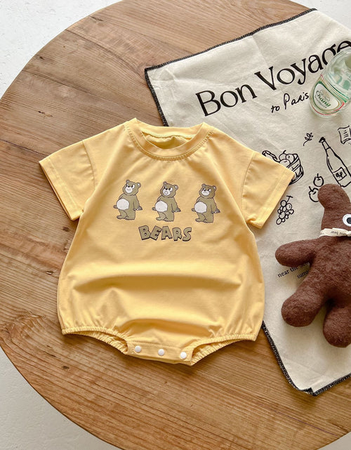 Load image into Gallery viewer, Baby Boy And Girl Bear Print Solid Color Design O-Neck Onesies by MyKids-USA™
