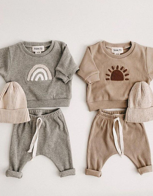 Load image into Gallery viewer, Baby Rainbow Sun Pattern Hoodies Combo Pants Sets by MyKids-USA™
