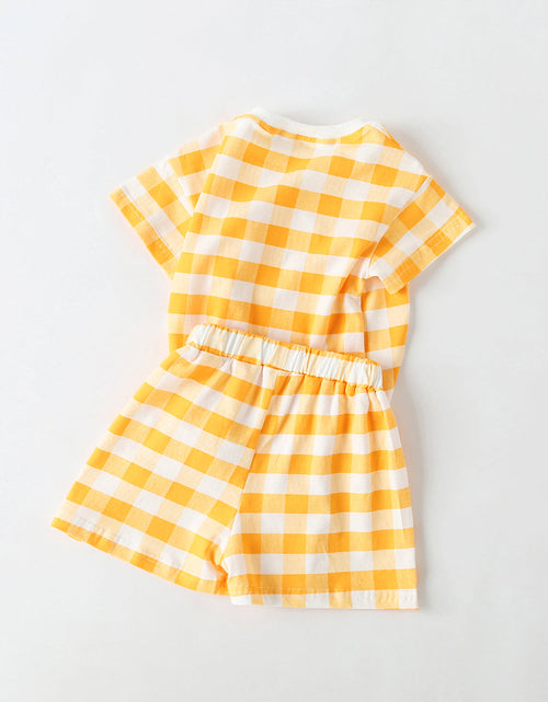 Load image into Gallery viewer, Baby 1pcs Plaid &amp; Heart Pattern Tee Combo Shorts Simply Style Sets by MyKids-USA™
