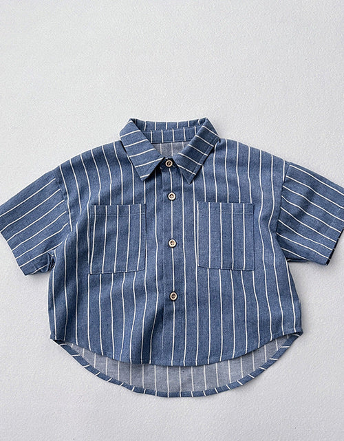 Load image into Gallery viewer, Baby Unisex Striped Pattern Single Breasted Summer Shirt by MyKids-USA™
