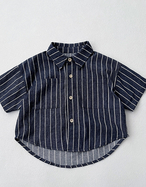 Load image into Gallery viewer, Baby Unisex Striped Pattern Single Breasted Summer Shirt by MyKids-USA™
