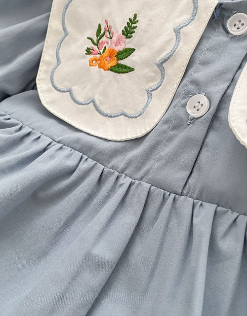 Load image into Gallery viewer, Baby Girl Solid Color Embroidered Doll Neck Beautiful Onesies Dress by MyKids-USA™
