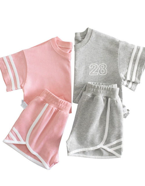 Load image into Gallery viewer, Baby Striped Sleeves Design T-Shirt Combo Shorts Sport Pieces Sets by MyKids-USA™
